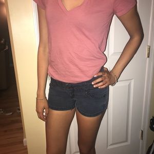 Dark denim high waisted shorts